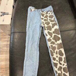 Fashion Nova Kids Two-Tone Jeans - Light Blue and Brown